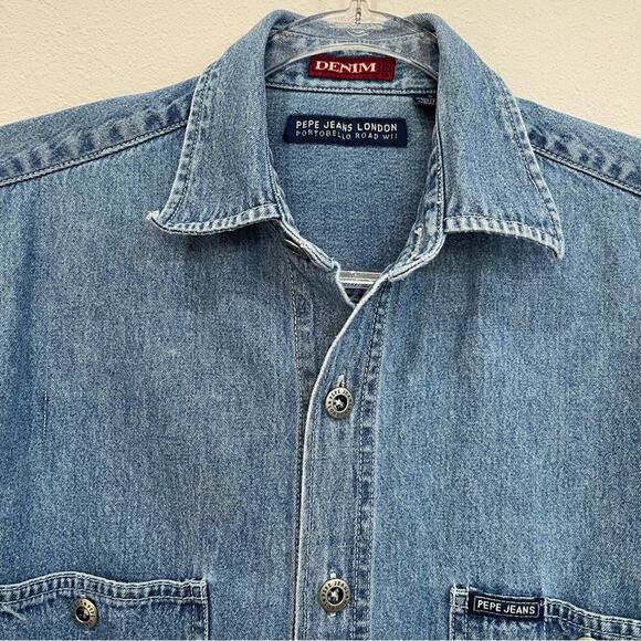 Vintage Pepe Jeans London Portobello Road W11 Denim Button Up Shirt - Small - Picture 3 of 15